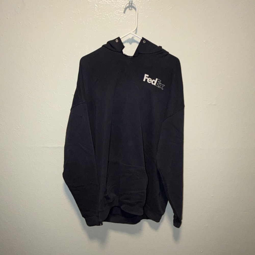 FedEx Black Graphic Print Pullover Hoodie Pockets Men's 2XL Long Sleeve